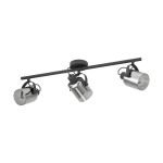 Eglo Plafonnier Berregas Acier Noir Chrome | IP20 - Convient pour 3x E27 